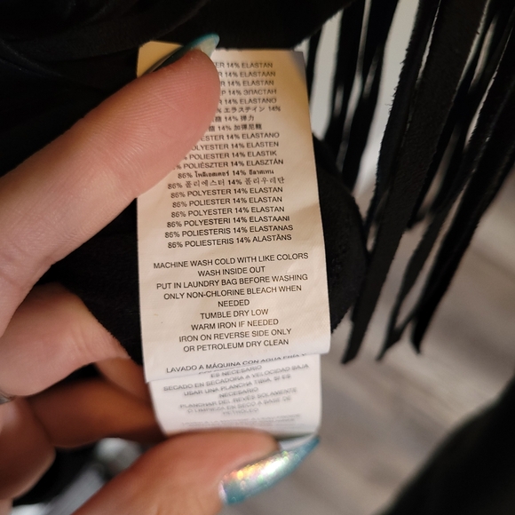 Michael Kors Black Faux Suede Fringe Moto Zip Jacket Women's Medium Size 8 - Picture 8 of 12